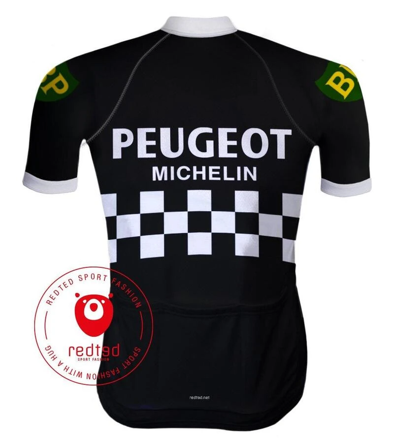Maillot Cyclisme Vintage Peugeot - REDTED - Noir 4 Maillot Cyclisme Vintage Peugeot - REDTED - Noir – Image 2