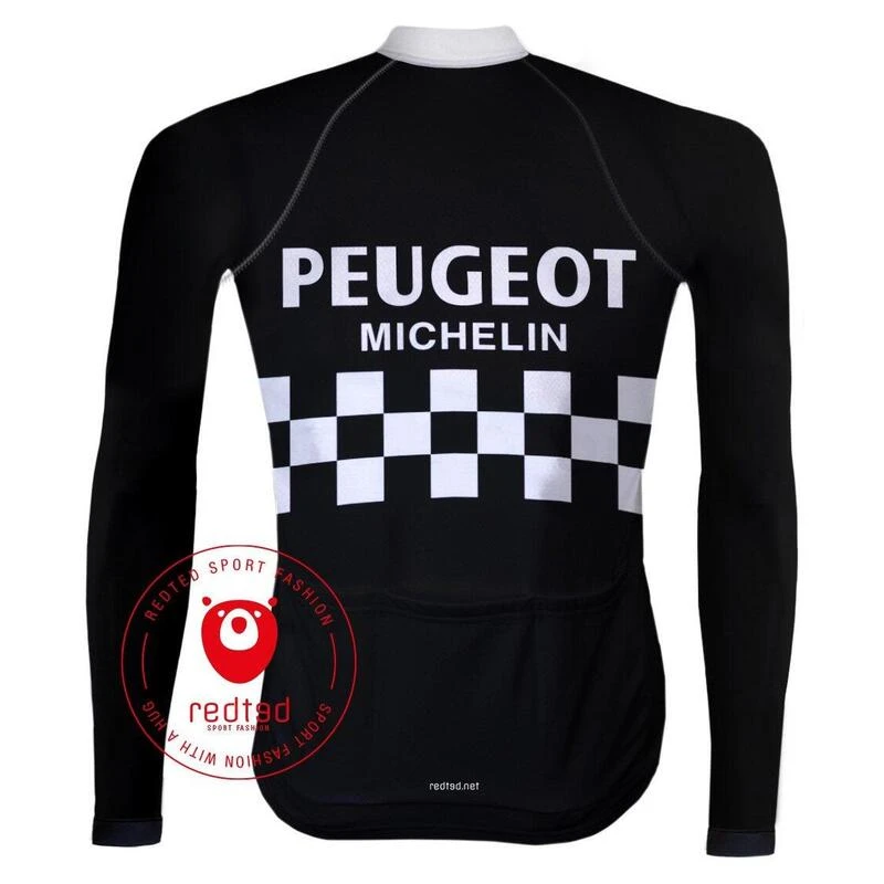 Maillot Cyclisme Vintage Peugeot - REDTED – Noir 4 Maillot Cyclisme Vintage Peugeot - REDTED – Noir – Image 2