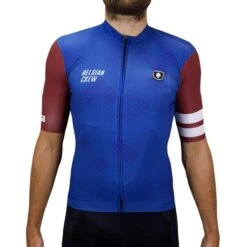 Maillot De Cyclisme Manches Courtes Bleu & Rouge 'Paterberg'