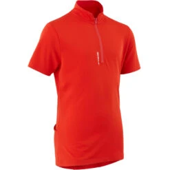 BTWIN Maillot Manches Courtes Vélo Enfant 100 Rouge