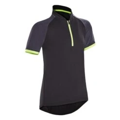 BTWIN Maillot Manches Courtes Vélo Enfant 500 Noir Et Jaune