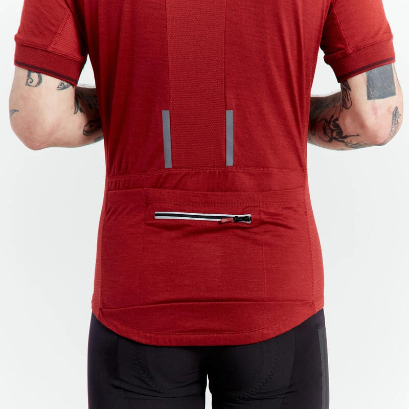 MAILLOT MANCHES COURTES VELO ROUTE TRIBAN CYCLOTOURISTE MERINOS BORDEAU 4 MAILLOT MANCHES COURTES VELO ROUTE TRIBAN CYCLOTOURISTE MERINOS BORDEAU – Image 2