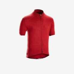 MAILLOT MANCHES COURTES VELO ROUTE TRIBAN CYCLOTOURISTE MERINOS BORDEAU