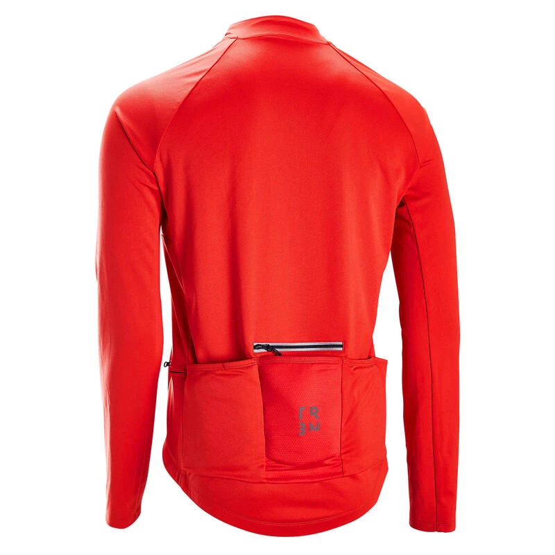 MAILLOT VELO ROUTE MANCHES LONGUES ETE ANTI UV HOMME - RC100 ROUGE 4 MAILLOT VELO ROUTE MANCHES LONGUES ETE ANTI UV HOMME - RC100 ROUGE – Image 2