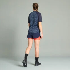 Rockrider SHORT VELO VTT EXPL 100 FEMME BLEU ROSE -Rogelli Boutique short velo vtt expl 100 femme bleu rose 2